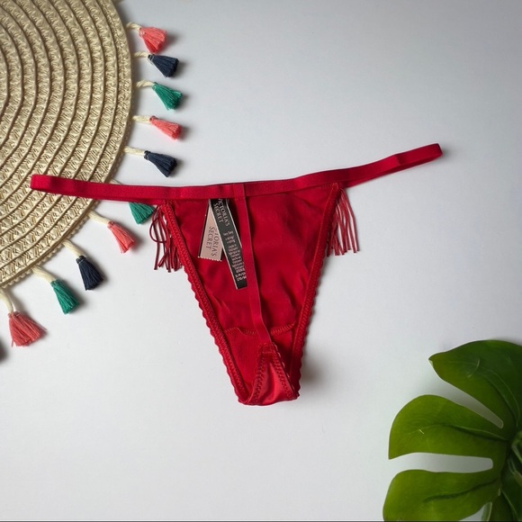 Victoria's Secret Very Sexy Fringe V-String Panty Red Medium NEW - Picture 3 of 6